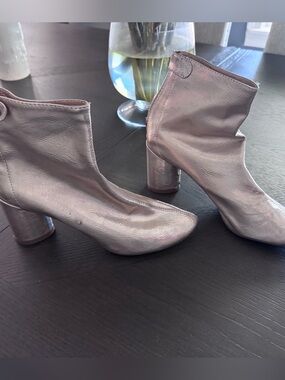 Metallic gold Women's Ankle Boots real leather
